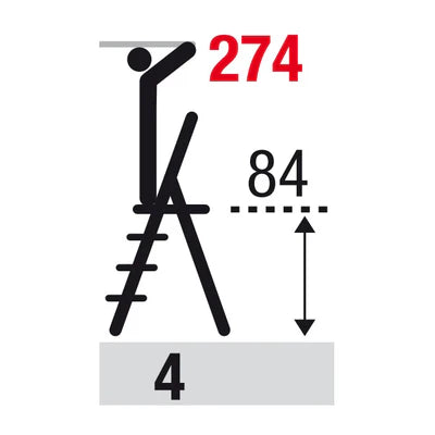 Facal Scala in Alluminio Gamma Maxi 4 Gradini Portata massima 150 Kg Altezza 145 cm - GM/4M - Attrezzaturificio