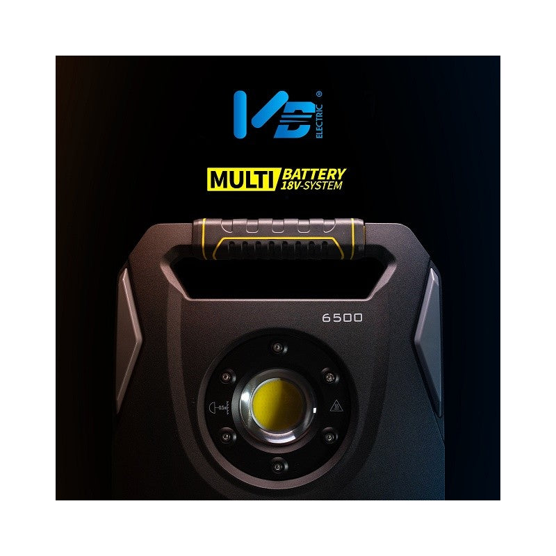 Faretto ibrido portatile BASIC doppia alimentazione a batteria o corrente led 65W 6500 LUMEN IP65 cod. VB-LD65W-MB - Attrezzaturificio