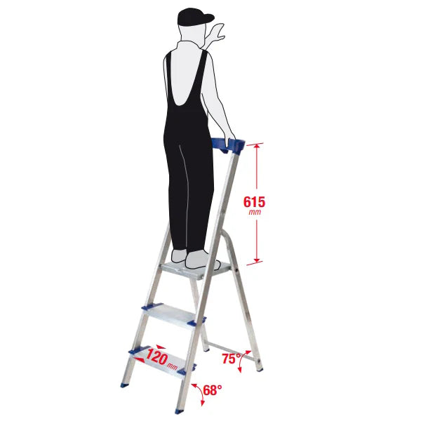 Facal Scala in Alluminio Gamma Maxi 4 Gradini Portata massima 150 Kg Altezza 145 cm - GM/4M - Attrezzaturificio