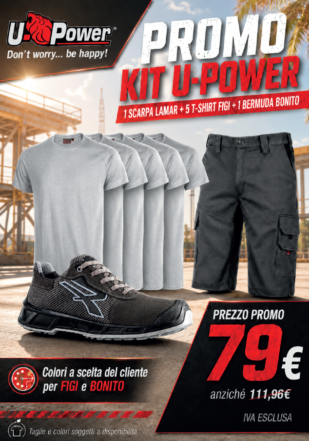 PROMO KIT UPOWER ABBIGLIAMENTO — Scarpe + 5 tshirt + 1 bermuda