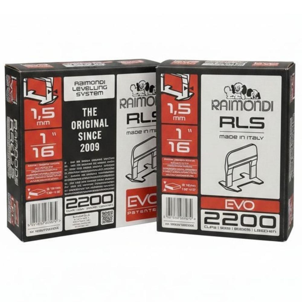N°2 pacchi di Basi RLS EVO Livellanti Raimondi per spessori da 3 a 12 mm, Fuga mm 1,5 conf. 2200 pezzi 180BEV15B2200C